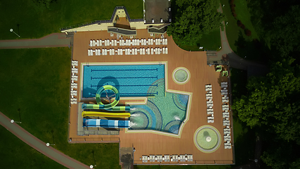 Image showing swimming pool on luxury resort in forest.
