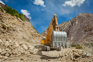 Image showing Road construction in Himalayas