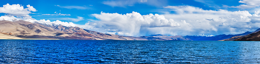 Image showing Panorama of lake Tso Moriri in Himalayas, Ladakh