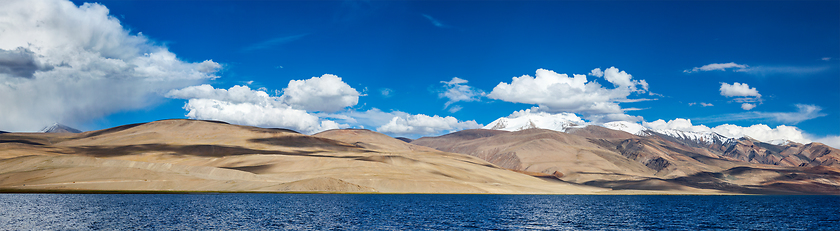 Image showing Panorama of lake Tso Moriri in Himalayas, Ladakh