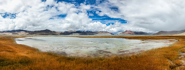 Image showing Panorama of Himalayan lake Tso Kar in Himalayas, Ladakh, India