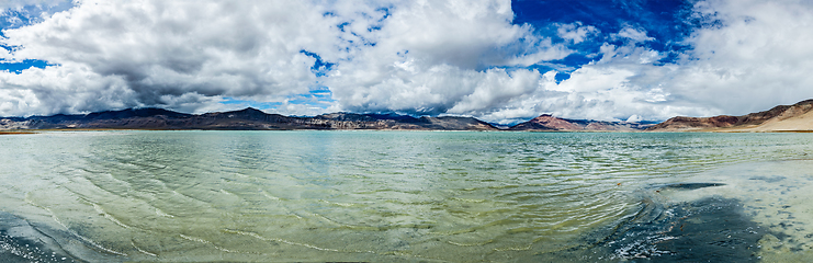 Image showing Panorama of Himalayan lake Tso Kar in Himalayas, Ladakh, India