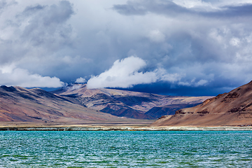 Image showing Himalayan lake Tso Kar in Himalayas, Ladakh, India
