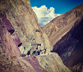 Image showing Road construction in Himalayas