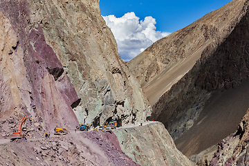 Image showing Road construction in Himalayas