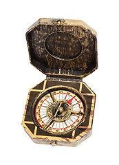 Image showing Old vintage compass isolated
