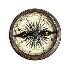 Image showing Old vintage compass isolated