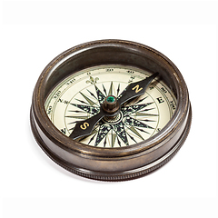 Image showing Old vintage compass isolated