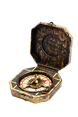 Image showing Old vintage compass isolated