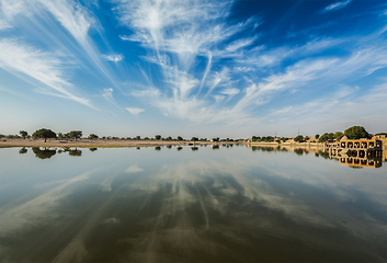 Image showing Gadi Sagar - artificial lake. Jaisalmer, India