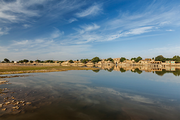 Image showing Gadi Sagar - artificial lake. Jaisalmer, Rajasthan, India