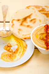 Image showing Hummus with pita bread