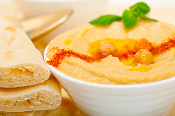 Image showing Hummus with pita bread