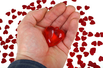 Image showing Red hearts in hand