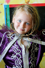 Image showing little blue-eyed girl in an Moroccan suit