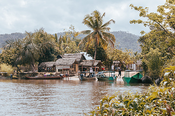 Image showing Small village harbor on the River, Madagascar