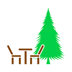 Image showing Icon Of Park Seat And Pine Tree