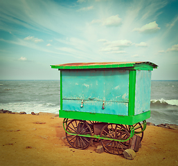 Image showing Cart on beach, Tamil Nadu, India