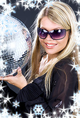 Image showing party girl with disco ball