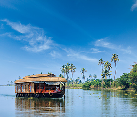 Image showing Houseboat on Kerala backwaters, India