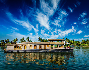 Image showing Houseboat on Kerala backwaters, India