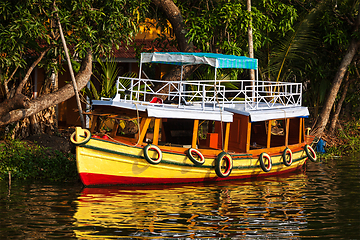 Image showing Boat on Kerala backwaters. Kerala, India