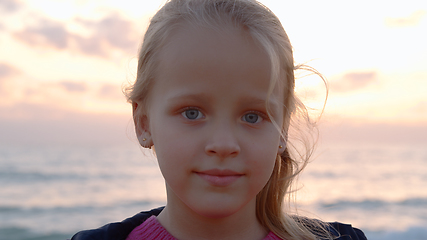 Image showing A portrait of a little girl with blue eyes