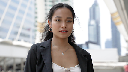 Image showing Young Thai Businesswoman in an Urban District