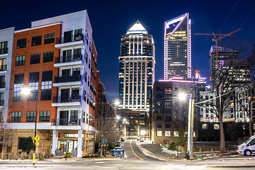 Image showing charlotte north carolina city skyline after winted storm