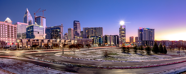 Image showing charlotte north carolina city skyline after winted storm