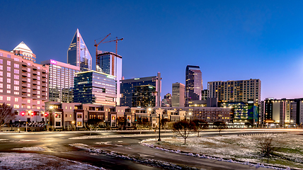 Image showing charlotte north carolina city skyline after winted storm