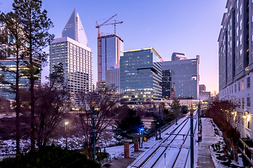 Image showing charlotte north carolina city skyline after winted storm