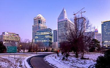 Image showing charlotte north carolina city skyline after winted storm