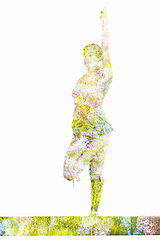 Image showing Double exposure image of woman doing yoga asana