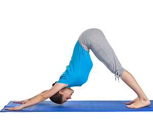 Image showing Yoga - young beautiful woman doing yoga asana excerise isolated