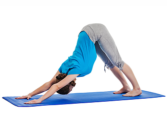 Image showing Yoga - young beautiful woman doing yoga asana excerise isolated