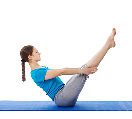 Image showing Yoga - young beautiful woman doing yoga asana excerise isolated