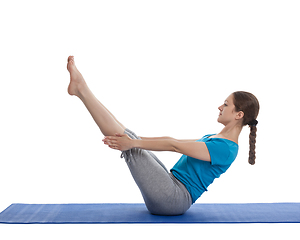 Image showing Yoga - young beautiful woman doing yoga asana excerise isolated