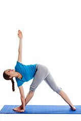 Image showing Yoga - young beautiful woman doing yoga asana excerise isolated