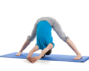 Image showing Yoga - young beautiful woman doing yoga asana excerise isolated