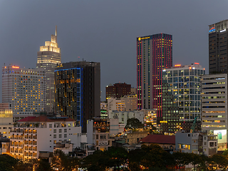 Image showing Night time cityscape of Ho Chi Minh City, Vietnam