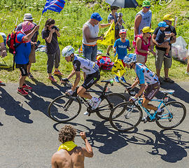 Image showing Two Cyclists on Col du Grand Colombier - Tour de France 2016