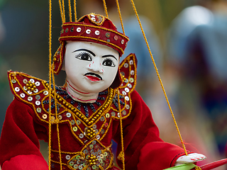 Image showing Wooden Burmese marionette