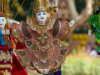 Image showing Wooden Burmese marionette