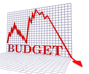 Image showing Budget Graph Negative Shows Budgeting Decline 3d Rendering