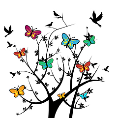 Image showing Butterflies In Tree Indicates Natural Environment And Nature