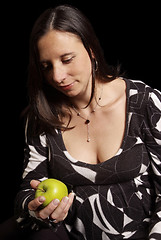 Image showing woman with apple