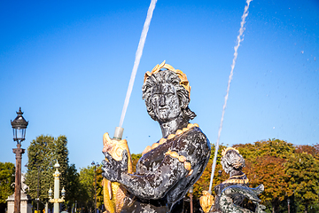 Image showing Fountain of the Seas detail, Concorde Square, Paris