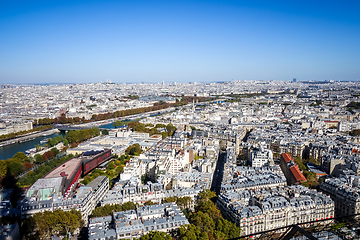 Image showing Aerial city view of Paris from Eiffel Tower, France