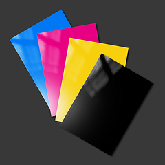 Image showing CMYK booklets set mockup on black background